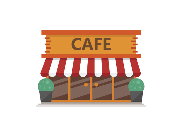 咖啡店建筑平面图标矢量图片下载