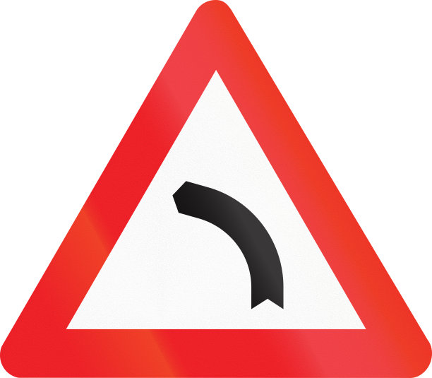 比利时警告路标-左转图片下载