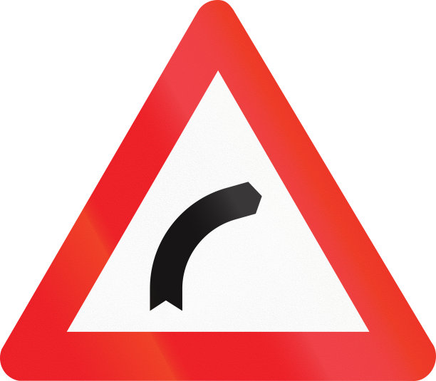 比利时警告路标-向右转弯图片下载