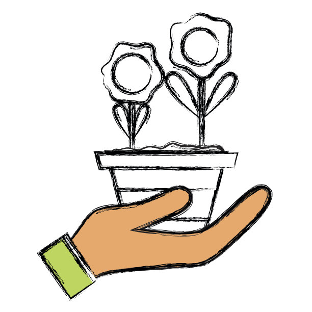 手里拿着花盆里的花瓣和叶子的花朵图片下载