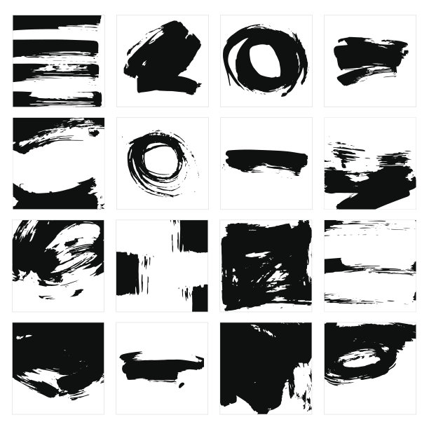 在白色的背景上的正方形的垃圾笔触向量集。图片下载