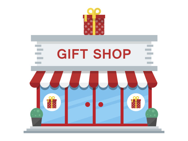 礼品店建筑图标平面矢量图片下载