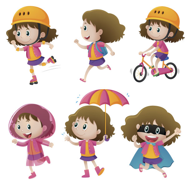 女孩做不同的活动图片下载