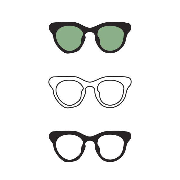手绘眼镜轮廓集。图片下载
