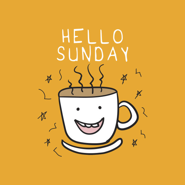 带咖啡的星期日便笺图片下载