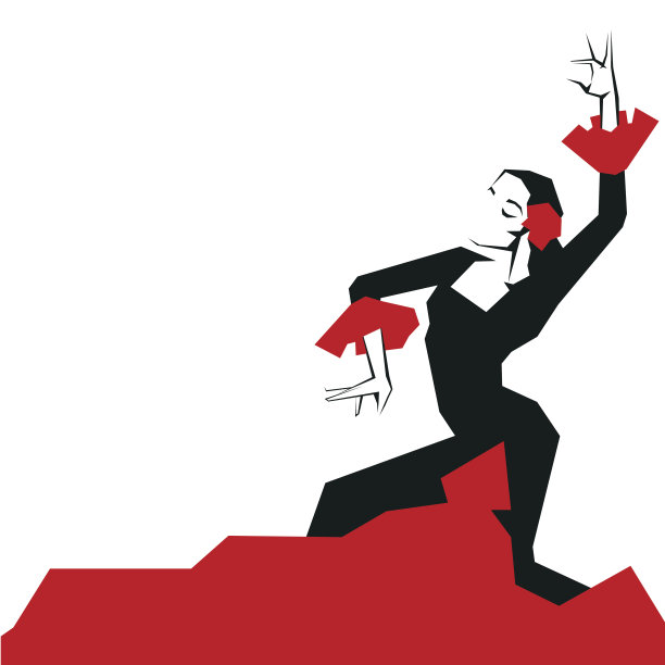 弗拉明戈舞者富有表现力的令人印象深刻的姿势。简约简洁的图形图片下载