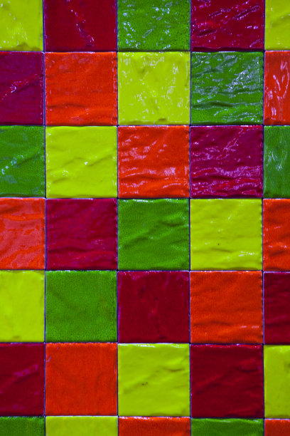 彩色瓷砖与正方形无缝图案图片下载