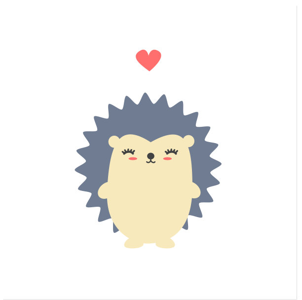可爱的卡通刺猬矢量插图孤立在白色的背景图片下载