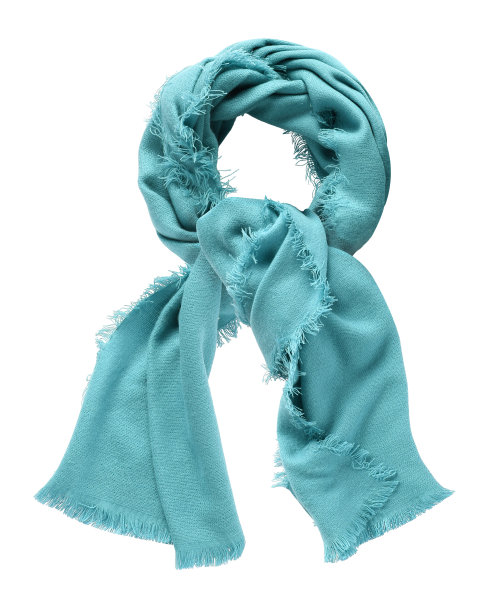 天蓝色羊毛披肩孤立在白色图片下载