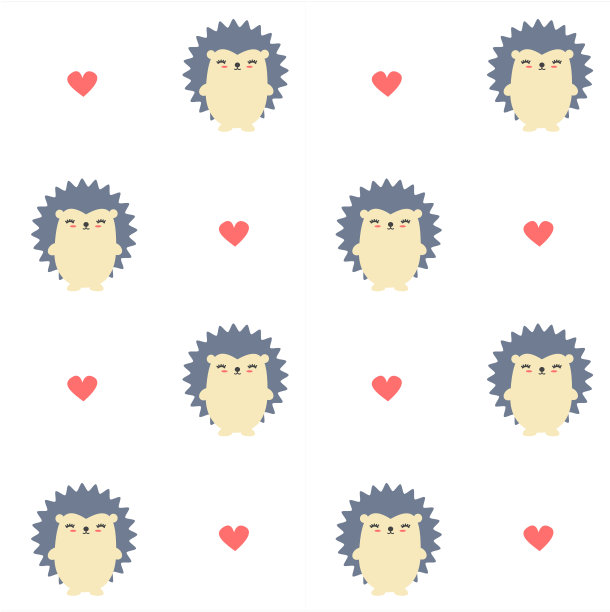 可爱的卡通刺猬无缝矢量图案背景插图图片下载