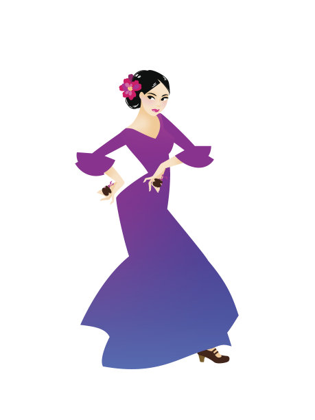 一个女人跳弗拉明戈舞的插图图片下载