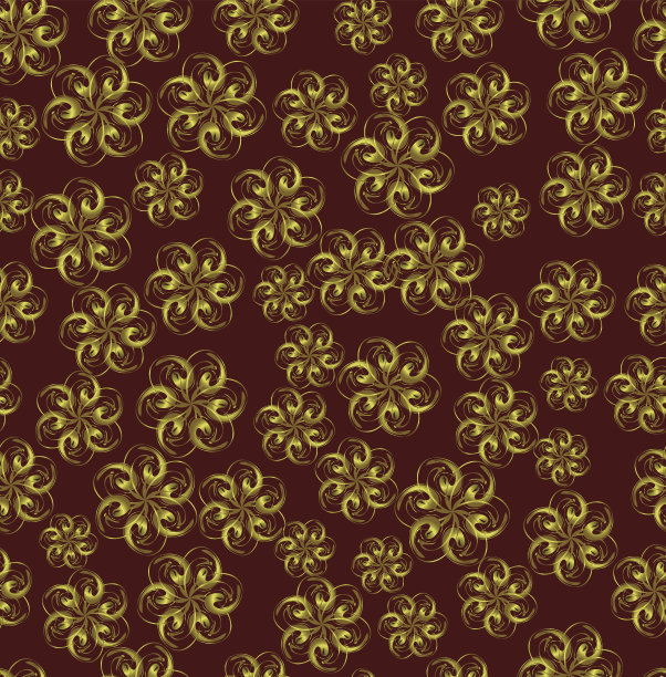 红色背景上的金色抽象花朵图片下载