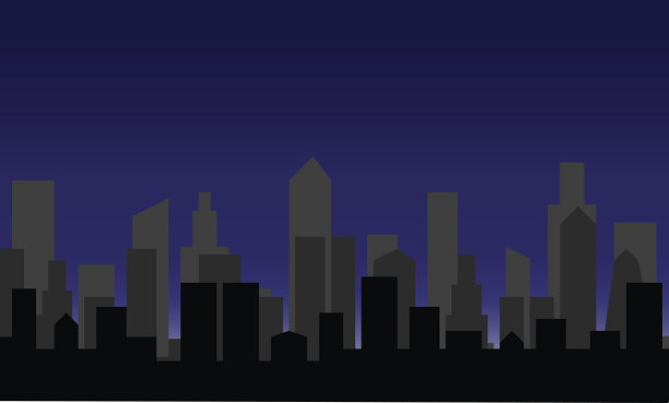 午夜城市景观场景(矢量)图片下载