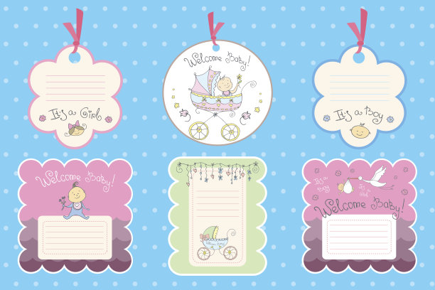 一套新生儿卡片。图片下载