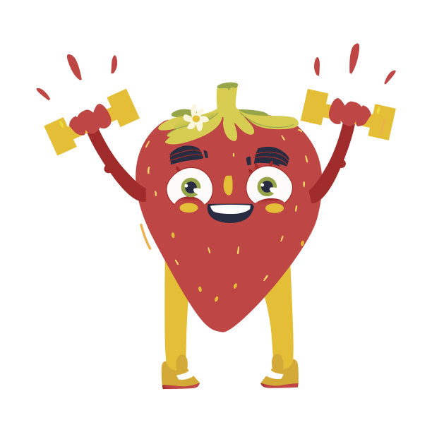 有趣的草莓运动，举哑铃图片下载