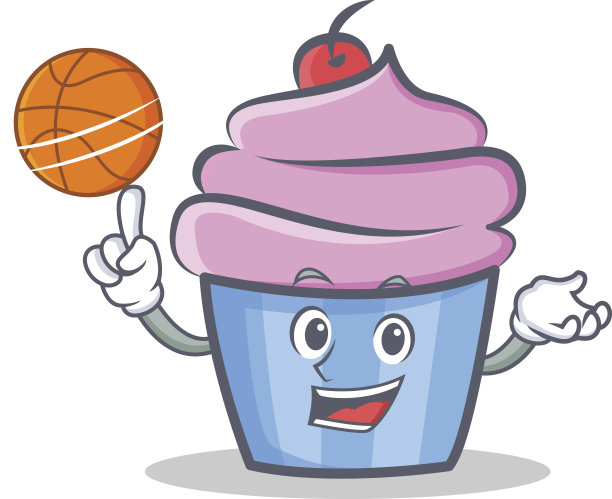 篮球杯蛋糕人物卡通风格矢量插图图片下载