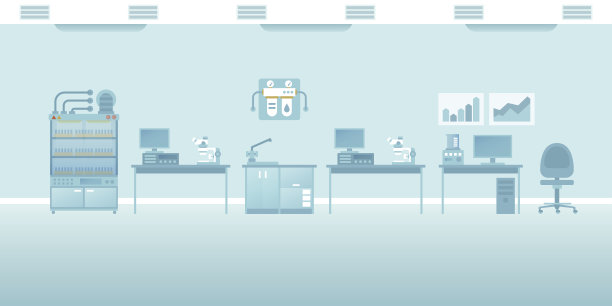 矢量科学实验室室内空场景在平面风格图片下载