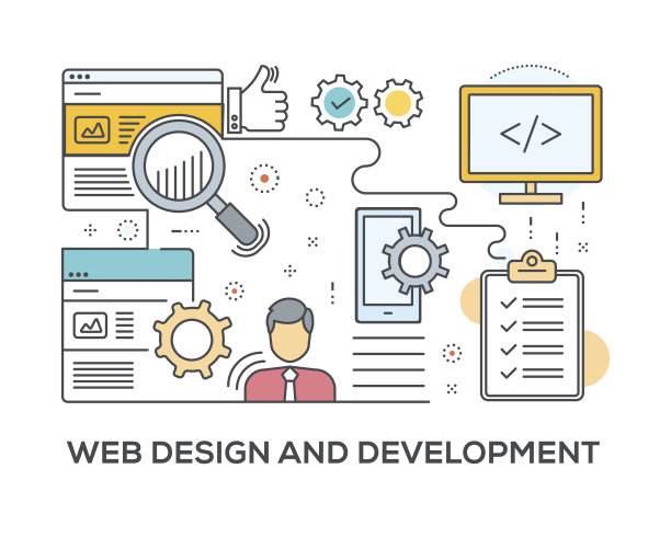 带有图标的网页设计和开发概念图片下载