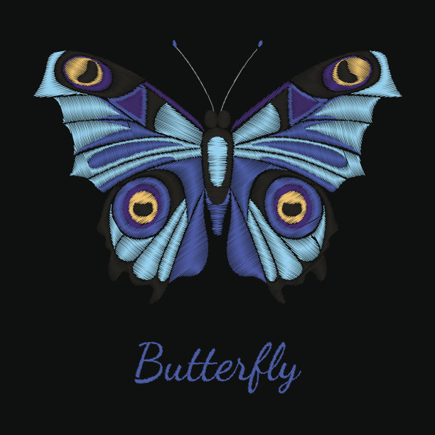 蝴蝶刺绣v图片下载