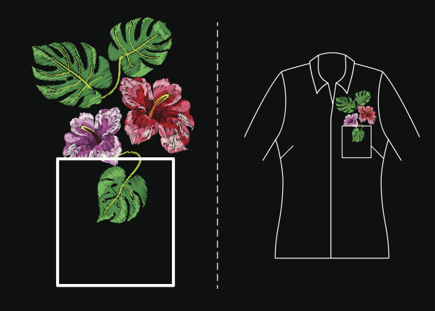 刺绣热带矢量图图片下载