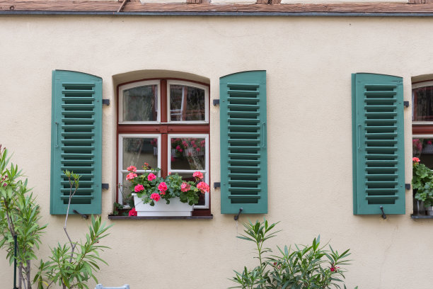 德国南部巴伐利亚历史城市的木制框架立面和门窗照片图片下载