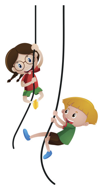 男孩和女孩在爬绳子图片下载