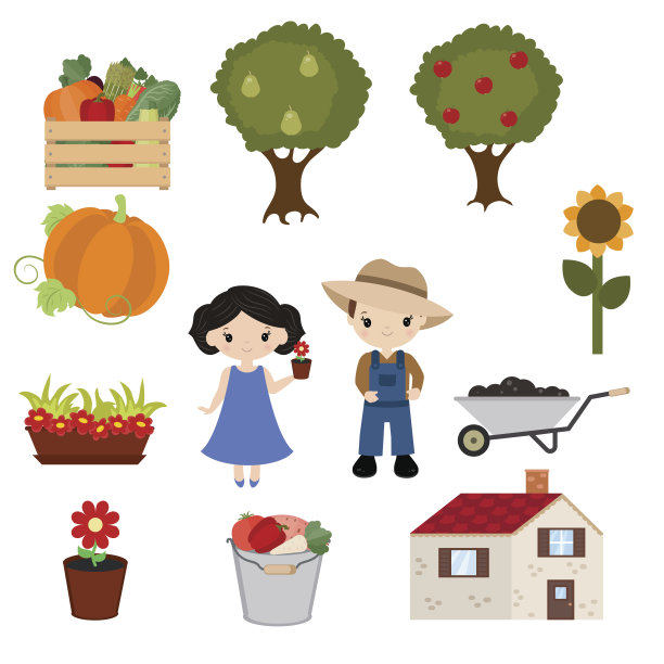 一组树木和园艺图标图片下载