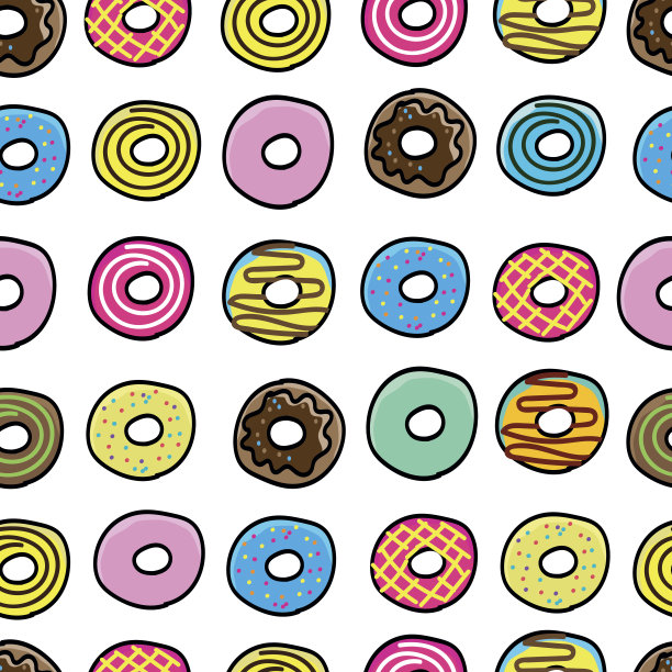 甜甜圈甜蜜的图案无缝衔接图片下载