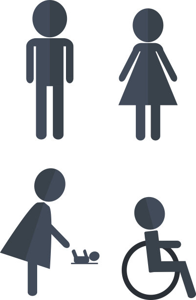 男人和女人厕所卫生间浴室工作人员情侣矢量符号图标图片下载