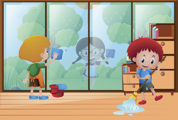 孩子们在打扫房子图片下载