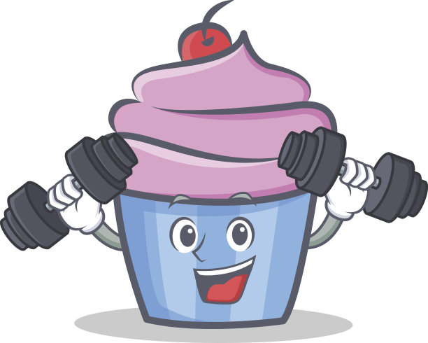 健身纸杯蛋糕人物卡通风格矢量插图图片下载