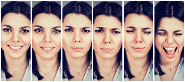 年轻女人的情绪从快乐变成了沮丧和愤怒图片下载