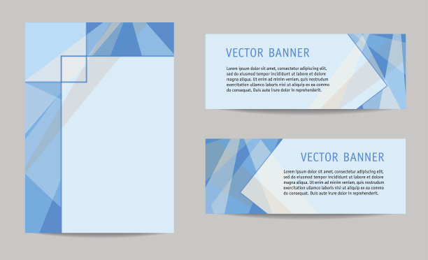版面设置:封面和两个横幅。蓝色几何背景与文本的地方，现代技术模板的演示，小册子，年度报告，海报，小册子，传单。向量EPS10图片下载