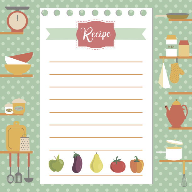 食谱卡。厨房洗澡卡图片下载