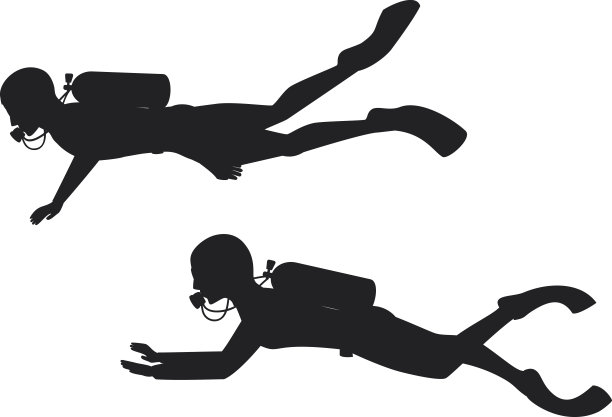 男性和女性潜水者的剪影图片下载