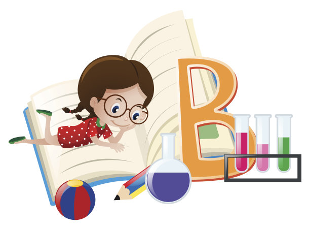 字母B和小女孩图片下载