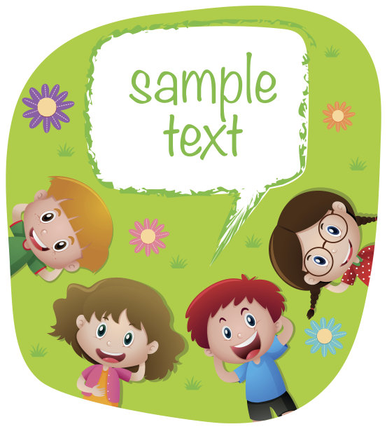 样本文本模板与快乐的孩子图片下载