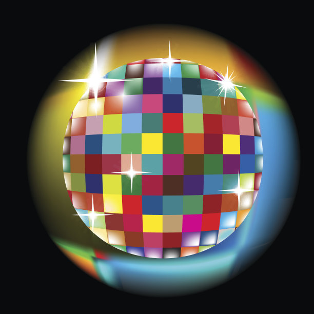 彩色方圆发光效果;Discoball向量图片下载