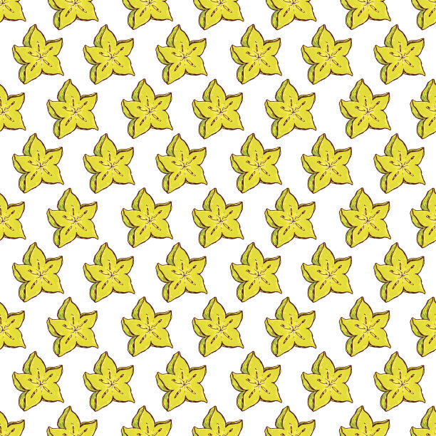 可爱的无缝图案手绘五彩星形水果。图片下载