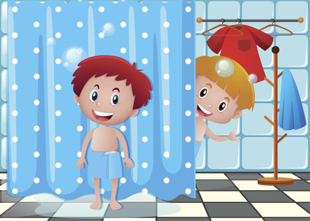 两个男孩在浴室里图片下载