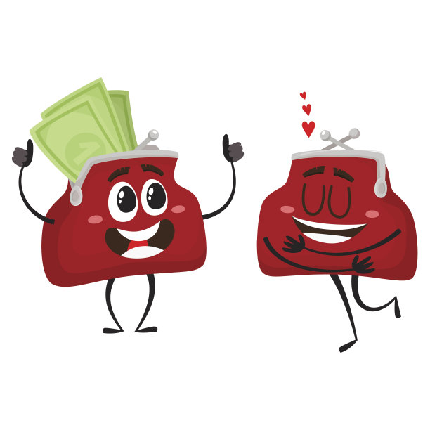 矢量钱钱包字符集插图图片下载