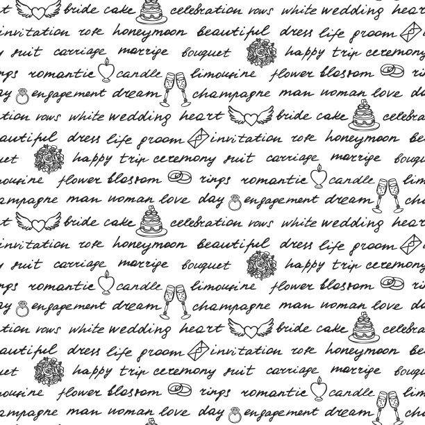 婚礼刻字无缝模式图片下载