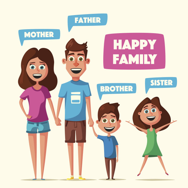 幸福的家庭。卡通矢量图图片下载