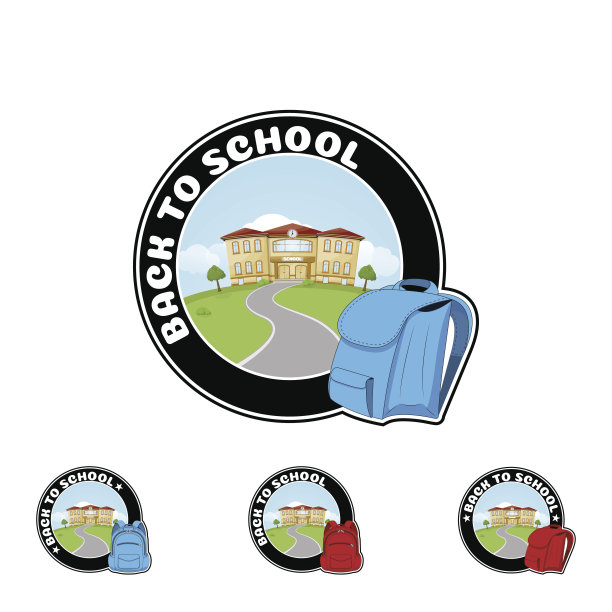 设置背包图标和文本欢迎回到学校。图片下载