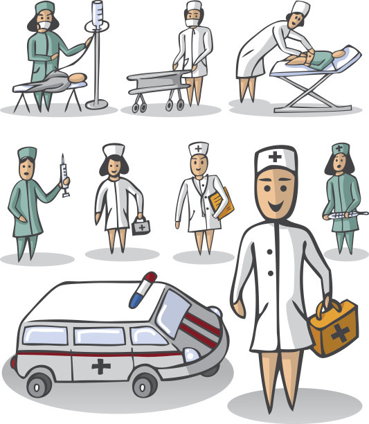 护士和医生以白色背景图片下载