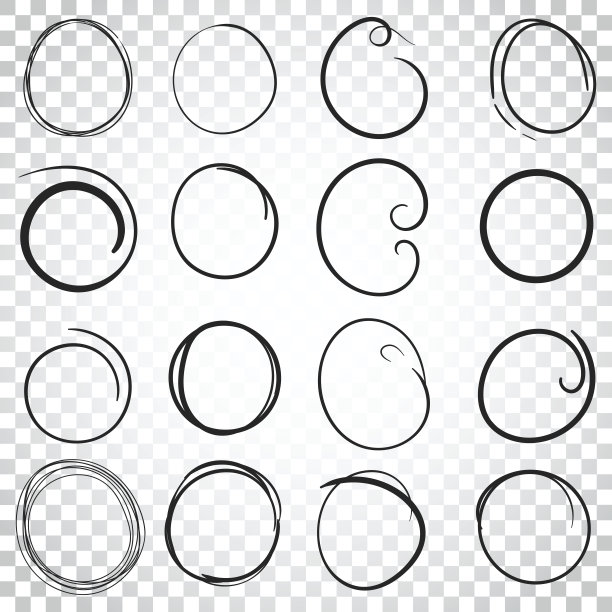 手绘圆形图标集。收集铅笔素描符号。矢量插图在孤立的背景。简单的商业概念象形图。图片下载
