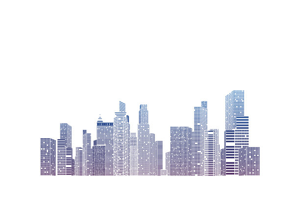 建筑和城市插图，城市场景的白色背景图片下载