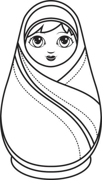 套娃。头巾的洋娃娃。图片下载