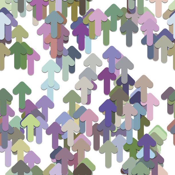 无缝抽象几何箭头背景图案-矢量设计从多色圆形向上的箭头图片下载