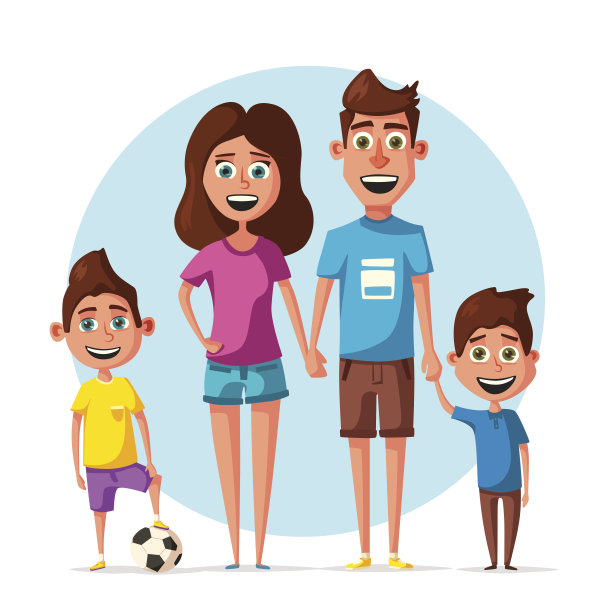 幸福的家庭。卡通矢量图图片下载